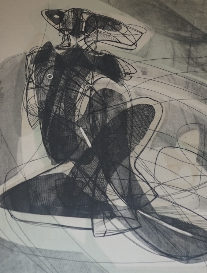 Stanley William Hayter (1901-1988), limited edition etching, Abstract composition, signed and dated '52 in pencil, limited edition 148/200, 48 x 32cm. Condition - fair, some discolouration